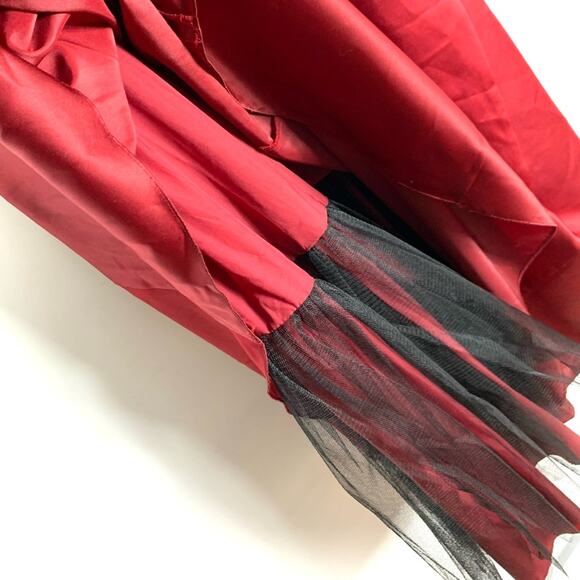 David’s Bridal Cranberry Red Strapless A Line Wrap Gathered Dress - Picture 7 of 14